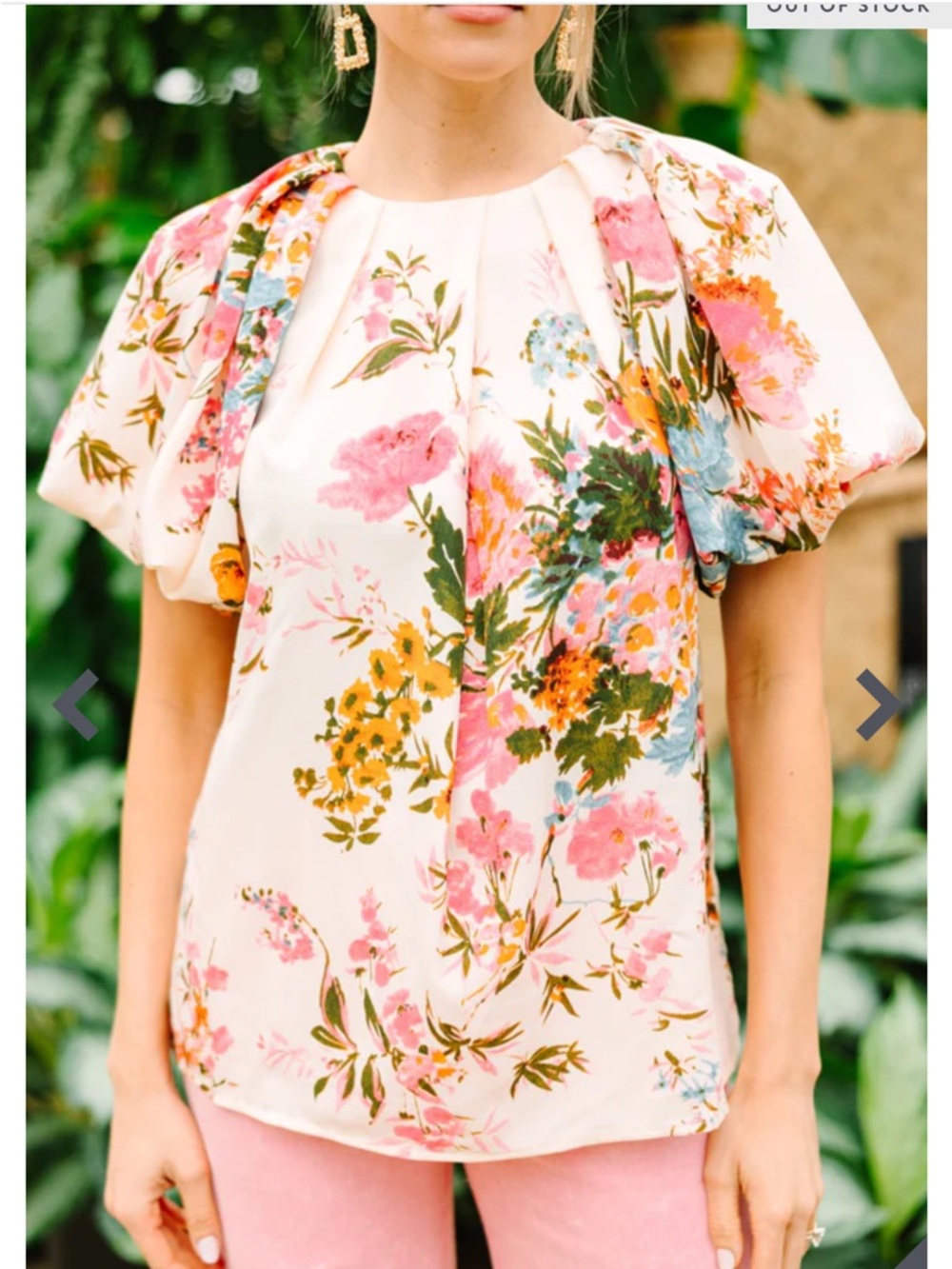 NWOT Entro Floral Puff Sleeve Blouse